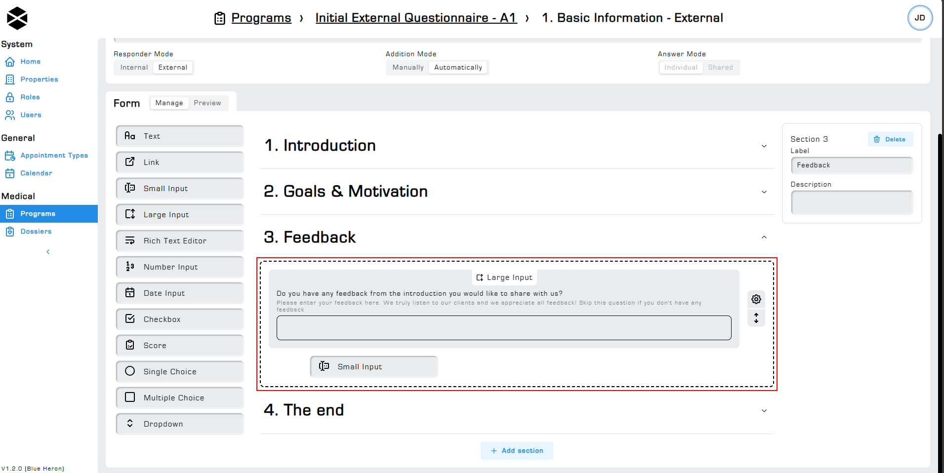 Adding step to section